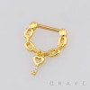 CHAIN LINKED DANGLING HEART KEY DESIGN SEPTUM CLICKER RING 316L SURGICAL STEEL